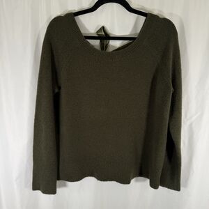 J. Crew Wool Blend Sweater Women's Small Green Knit Long Sleeve Open Back